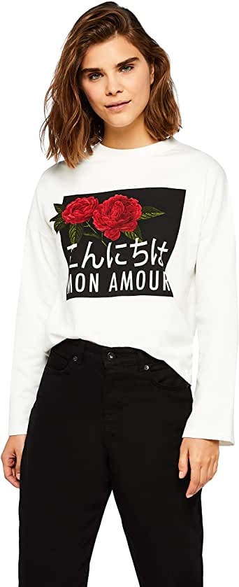 Marca Amazon - find. Rose Print Sudadera Mujer