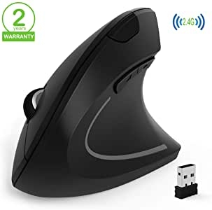 Ratón Ergonómico Inalámbrico,Ratón Vertical de Juego , Ordenador portátil USB, Ratón óptico con nanorreceptor, 3 Niveles de luz LED Ajustables para Windows 7/8/10/XP Vista Linux Mac etc.