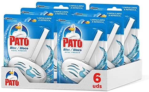 Pato - Bloc Azul Fresco limpiador y ambientador para inodoro, aplicador + recambio (Pack de 6)