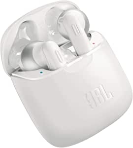 JBL Tune 220 - Auriculares inalámbricos con Bluetooth y JBL Pure Bass Sound, 20 h de música continua y estuche de carga inteligente, blanco