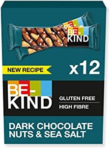 BE-KIND Barrita de Frutos secos con chocolate negro y sal marina, paquete de 12 unidades