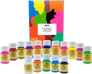 Pintura para Tela y Ropa Permanente con Gran Capacidad de Cobertura Nazca – Set 16 Colores x 30ml – Pack de Pintura Textil ideal para Pintar tus Camisetas, Bolsas, Vaqueros, Cojines y cualquier Tejido