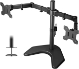 BONTEC Soporte Monitor Mesa 2 Monitores 13″-27″ Pulgadas LED/LCD Soporte para Monitor Soporte PC Soporte para Mesa Giro de 360 ° y Rotación de 180° Altura Ajustable 10 kg VESA 75×75/100×100 Negro