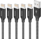 Cable Cargador iPhone, [5Pack 0.25M 0.5M 1M 2M 3M] MFI Cable Lightning Carga Rápida Trenzado de Nylon Cargador iPhone Compatible con Apple iPhone 11 XS MAX XR X 8 Plus 7 Plus 6S 6 Plus iPad iPod