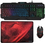 Mars Gaming MCP118, Pack Iluminación RGB de Teclado, Ratón y Alfombrilla Gaming, USB Alámbrico, Negro
