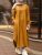 Mujer Color sólido O-cuello Manga larga Dividido Casual Maxi Vestido Con bolsillo