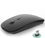 PASONOMI Ratón inalámbrico silencioso 2.4G Ratón óptico para ordenador con receptor USB 3 DPI ajustable compatible con ordenador, portátil, PC (negro)