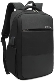 XQXA Mochila Unisex Impermeable para Ordenador Portátil de hasta 15.6 Pulgadas, con Puerto USB, Conector para Auriculares y Bolsillo Antirrobo. para los Estudios, Viajes o Trabajo – Negro